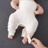 Calça de Cintura Alta Protetora de Barriga para Bebê Calça Dividida para Bebê Calça Quente com Botão de Pressão Algodão Puro Feminino Masculino com Abertura no Gancho Base Outono e Inverno