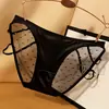 Panty de malla satinada brillante de tiro bajo de lujo para mujer, ligero y sexy, con tiras de pedrería, diseño hueco, abertura alta, tanga triangular para mujer