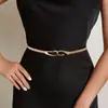 Cinto Fino Elástico Saia Feminina Corrente de Cintura Elástica Dourada Saia Decorativa Simples Versátil com Cinto de Metal