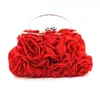 Bolsa de tela con flores de seda y satén para comercio exterior cosida a mano 14 rosas bolso de noche bolso de satén para vestido bolso de novia para mujer