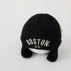 Sombreros de Lana Tejidos de Estilo Coreano Ins con Letras para Niños y Niñas, Gorros de Invierno Cálidos para Bebés, Tendencia