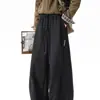 Calça de moletom casual masculina cinza mescla de peso pesado com bordado, marca trendy nova de outono 2026, calça esportiva de perna reta larga e curva