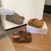Zapatos Birkenstock para Mujer 7cm Retro Hebilla Única Pedrería Suela Gruesa 2026 Otoño Nuevo Perezosos Slip-on Punta Cerrada Media Pantufla