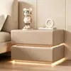 Mesita de Noche Inteligente de Lujo Ligero, Moderna y Sencilla, para Uso Doméstico en el Dormitorio, Gabinete de Mesita de Noche de Madera Maciza, Gabinete de Almacenamiento Multifuncional para Mesita de Noche, Completamente Ensamblado