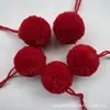 Bolas de hilo de lana de 3-5 cm de grosor en stock, bolas grandes de lana rojas, bolas de felpa de cachemir, accesorios para sombreros, bufandas y ropa