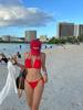 Comercio exterior Europa y Estados Unidos viento gran rojo sexy chica caliente bikini tres puntos BIKINI playa aguas termales vacaciones traje de baño