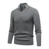 Comercio Exterior Transfronterizo Otoño e Invierno Nuevo Suéter para Hombre con Trenzas de Cuello Alto y Cremallera Color Sólido Moda Suéter Top Hombre