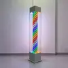 Luz Giratória de Cabeleireiro Caixa de Luz de Chão Sinal de Salão de Beleza Barbeiro Vidro Temperado LED Externo Publicidade Luzes Coloridas