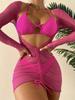 2025 Nuevo Bikini de Tres Piezas Europeo y Americano con Tirantes de Cuerda Falda Larga de Gasa Traje de Baño Bikini Bikini Exportación Transfronteriza