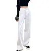 Calça jeans branca wide leg feminina cintura alta formato pera levemente solta plus size calça reta tipo mop
