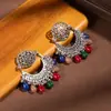 Pendientes Retro Indios de Cristal Hueco con Borlas para Mujer, Pendientes Étnicos Transfronterizos Hechos a Mano con Cuentas, Pendientes Personalizados