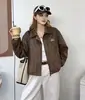 Nueva chaqueta corta vintage para mujer, versión coreana otoño 2026, corte holgado para figuras petite, cuello camisero casual tipo biker