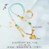 Colar Puzo Gold Store estilo igual, banhado a ouro, com pingente de cabaça e nuvem, mantra de seis caracteres, corrente para suéter com cordão trançado à mão com múltiplos tesouros