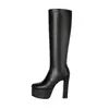 Comércio exterior 2026 novo estilo botas femininas de salto grosso, salto extra alto, botas longas acima do joelho, bico redondo, tamanhos 40-43, tamanhos grandes, para vendas transfronteiriças