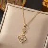 Collar para Mujer Estilo Coreano Circonita Geométrico Nicho Nuevo Diseño Temperamento Versátil Cadena para Clavícula de Acero de Titanio Joyería Que No Se Desvanece