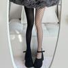 Medias de Rejilla con Empalme de Terciopelo Ab Yin y Yang Blanco y Negro Leggings de Chica JK Puro Deseo Combinación de Colores Dos Tonos