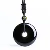 Colgante de hebilla de seguridad de obsidiana natural Fidelity para hombre y mujer, colgante de hebilla de seguridad de malla, colgante de jade, anillo de jade, collar, colgante al por mayor