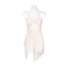Pijama Feminino Sexy Transparente com Renda Recortada e Laço Estilo Europeu e Americano com Franjas 8137 #