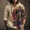 Camisa de Manga Longa Masculina de Verão Nova, Estilo Y2 Europeu e Americano, com Estampa 3D, com Capuz de Abertura Frontal, Venda Direta do Fabricante