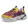 Zapatos de Padre de Color Block Desgastados de Moda para Hombres Jóvenes Malla Transpirable Suela Gruesa Modernos Individuales Casuales Deportivos Zapatos para Correr