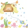 Nova LD96052 desenho animado gatinho pesca jardim de infância jardim de infância casa decoração adesivos de parede autoadesivos
