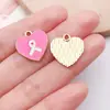 Accesorios para Joyería de Aleación con Goteo de Aceite DIY Pulsera con Colgante de Mariposa Rosa Corazón Cinta Llavero Encanto Concienciación sobre el Cáncer de Mama