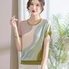 Día de la Madre Mamá Atuendo de Verano 2026 Nuevo Top de Manga Corta Camiseta de Seda de Hielo Ropa Elegante para Mujeres de Mediana Edad y Mayores