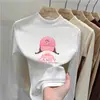 Camada base estampada para meninas, fleece dupla face, outono/inverno, gola alta, manga longa, camiseta interna estilosa e quente para crianças maiores
