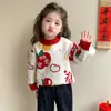 Suéter de Punto para Niña Ropa Infantil Otoño e Invierno Ropa de Año Nuevo para Bebé Ropa Interior Roja Niña Elegante Top de Invierno para Año Nuevo