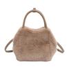 Bolso Nuevo de Peluche de Moda Versátil Estilo Japonés Bolso Cruzado Peludo Versión Coreana Ins Bolso de Hombro Peludo de Color Sólido