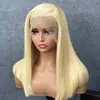 Pelucas de malla frontal Estilo Nuevo Europeo y Americano Set de Peluca de Malla Frontal para AliExpress Mujeres Cabello Corto Recto Rubio Claro