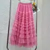 Saia de Bolo Camada de Tule Transfronteiriça 2026 Cintura Alta Novo Estilo Saia Moda Coreana Saia Longa