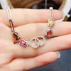 Venta al por mayor de fábrica Popular Pulsera de Turmalina Natural con Incrustaciones de Plata S925 Piedra Principal 4*6 Joyería de Lujo Venta Directa de Fábrica