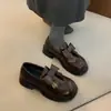 Mocassins Femininos de Solado Grosso 2026 Nova Primavera Slip-On Estilo Britânico Mary Jane Laço Sapatos JK