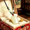 Collar unisex estilo chino con colgante de doble pez de jade Hetian imitación, para la paz, con Guanyin, Buda panzudo y Pixiu para atraer riqueza