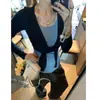 Suéter de Punto de Lana Bloque de Color Estilo Coreano Suave con Lazo Falso de Dos Piezas Favorito de la Blogger Mochie MQ2157