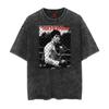 Camiseta de manga corta para hombre de la Costa Oeste con estampado de kung fu, boxeo, holgado, desgastado y estilo batik vintage de verano