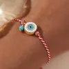 Pulseira de Corda Trançada com Olho de Diabo e Coração de Turquesa Sintética, Novo Estilo Europeu e Americano, Simples, Joia de Mão da Moda e Versátil
