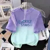 Camiseta Infantil de Manga Corta Degradada, Top Estampado de Moda de Verano para Niños, Ropa Moderna Suelta y Versátil Estilo Coreano para Niños Mayores