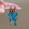 Pendientes de borla de lujo, estilo étnico bohemio, diseño de nicho de alta gama vintage para mujer, ganchos y clips para orejas estilo palacio
