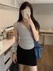 Estilo Coreano Nicho Verão Novo Camisole Modelador de Cintura Alta Modal Slim-fit Top Sem Mangas para Mulheres