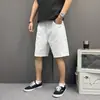 Shorts Soltos Plus Size para Homens, Shorts Brancos Jeans Tendência de Verão Cinco Pontos, Calças Versáteis de Comprimento Médio Finas Lavadas de Alta Qualidade