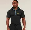 Ropa Deportiva para Hombre con Media Cremallera, Capucha, Ajustada, Dos Tonos, Bloques de Color, Transpirable, Secado Rápido, Corte Delgado, Elástica, para Entrenamiento Físico