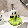 Al por mayor Lindo Panda Multifuncional Drenaje Cerámica Botella Dispensadora de Gel Antibacterial para Manos Baño Sub-Botella de Gel de Ducha Hotel Caja de Jabón