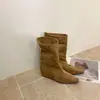Botines de Tobillo Estilo Coreano First Encounter Season con Punta Cuadrada Pequeña y Tacón Oculto para Mujer 2026 Otoño Nuevo Estilo Elegante Versátil