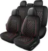 Funda Universal de Piel con Costura de Diamantes de Doble Línea de PU para Asiento de Coche, Estilo Simple, Transpirable, Funda para Asiento de Coche de 5 Plazas