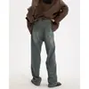Jeans Azules Retro para Mujer, Pierna Recta, Sueltos, Retro Americano, Cintura Alta, Ajustados, Lavados, Desgastados, Caídos, Pantalones de Pierna Ancha hasta el Suelo
