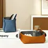 Porta Plumas Redondo de Cuero Caja Creativa de Almacenamiento para Escritorio Soporte para Bolígrafos de Negocios Simple y Lindo Decoración para Estudiantes Hecho a Medida