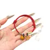 Pulsera con Hebilla de Seguridad de Madera de Durazno y Cesta de Duraznos, Pulsera de Hilo Rojo para el Año de Nacimiento, Joyería de Regalo Hecha a Mano para Adultos y Parejas