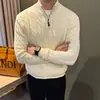 Nuevo suéter de punto POLO para otoño e invierno para hombre, estilo old money, media cremallera, textura de punto trenzado, venta al por mayor de fábrica transfronteriza